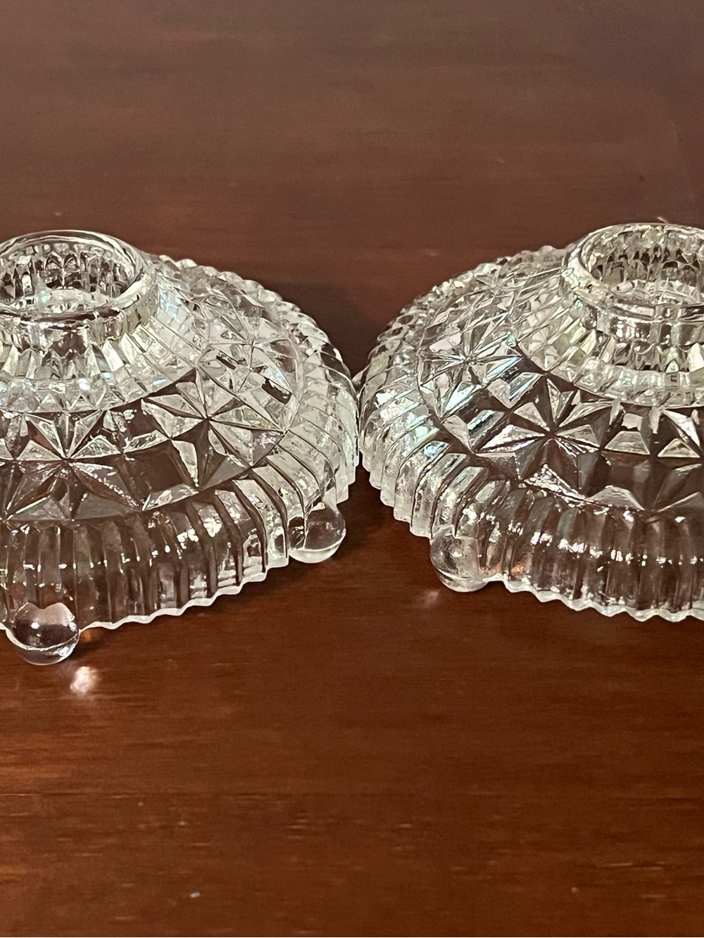 Anchor Hocking Clear Pressed Glass Candle Holders - Pair